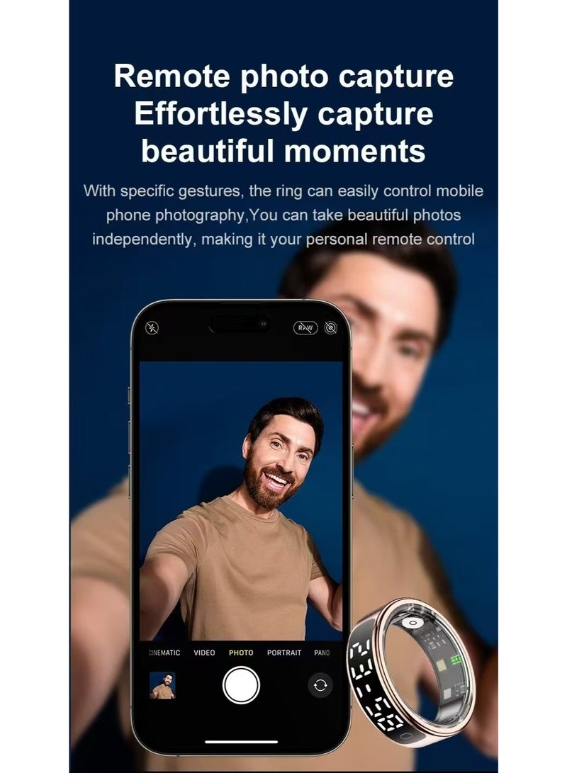 خاتم ذكي مع تحكم عن بُعد في الكاميرا وجهاز تتبع الصحة - Image 5